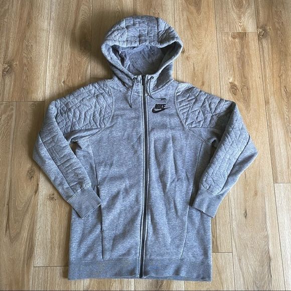 Nike Sweaters - Nike Womens Grey Semi Quilted Zip Up Sweater Sz XS